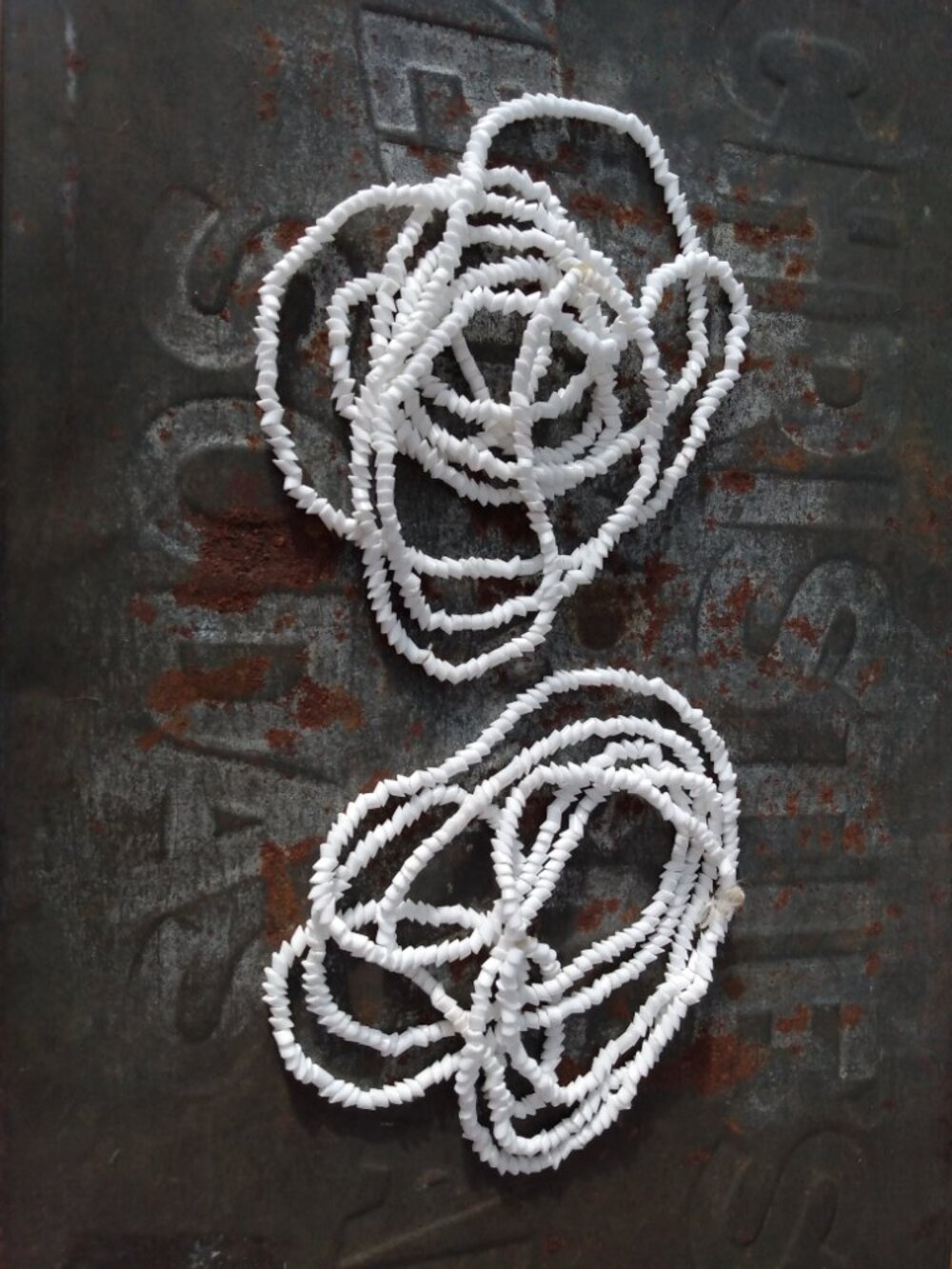 Vintage Milk Glass Seed Bead Necklaces 2 Strands White Penne Pointed